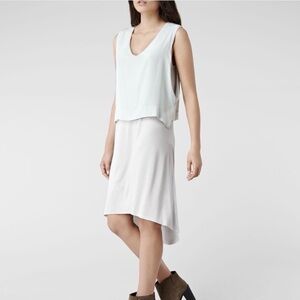 ALL SAINTS Sleeveless Silk & Viscose Tella High-Low Gray Midi Dress Size 2